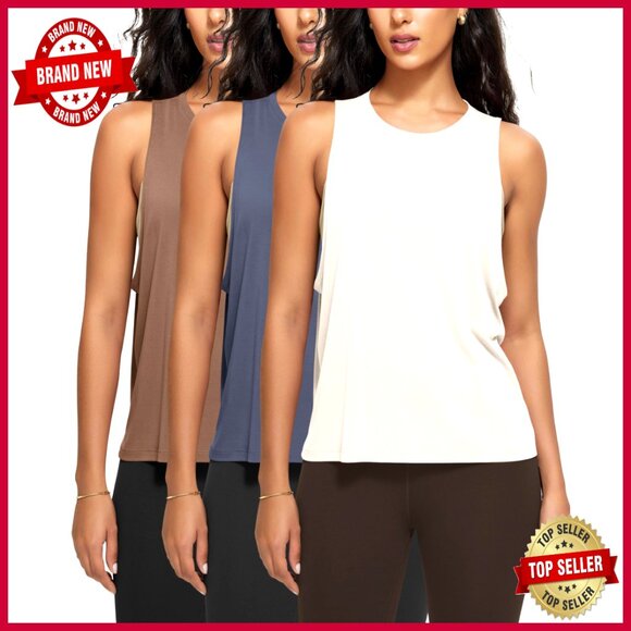 3-Pack Loose Tank Tops Sleeveless Gym Athletic Workout Yoga Shirts